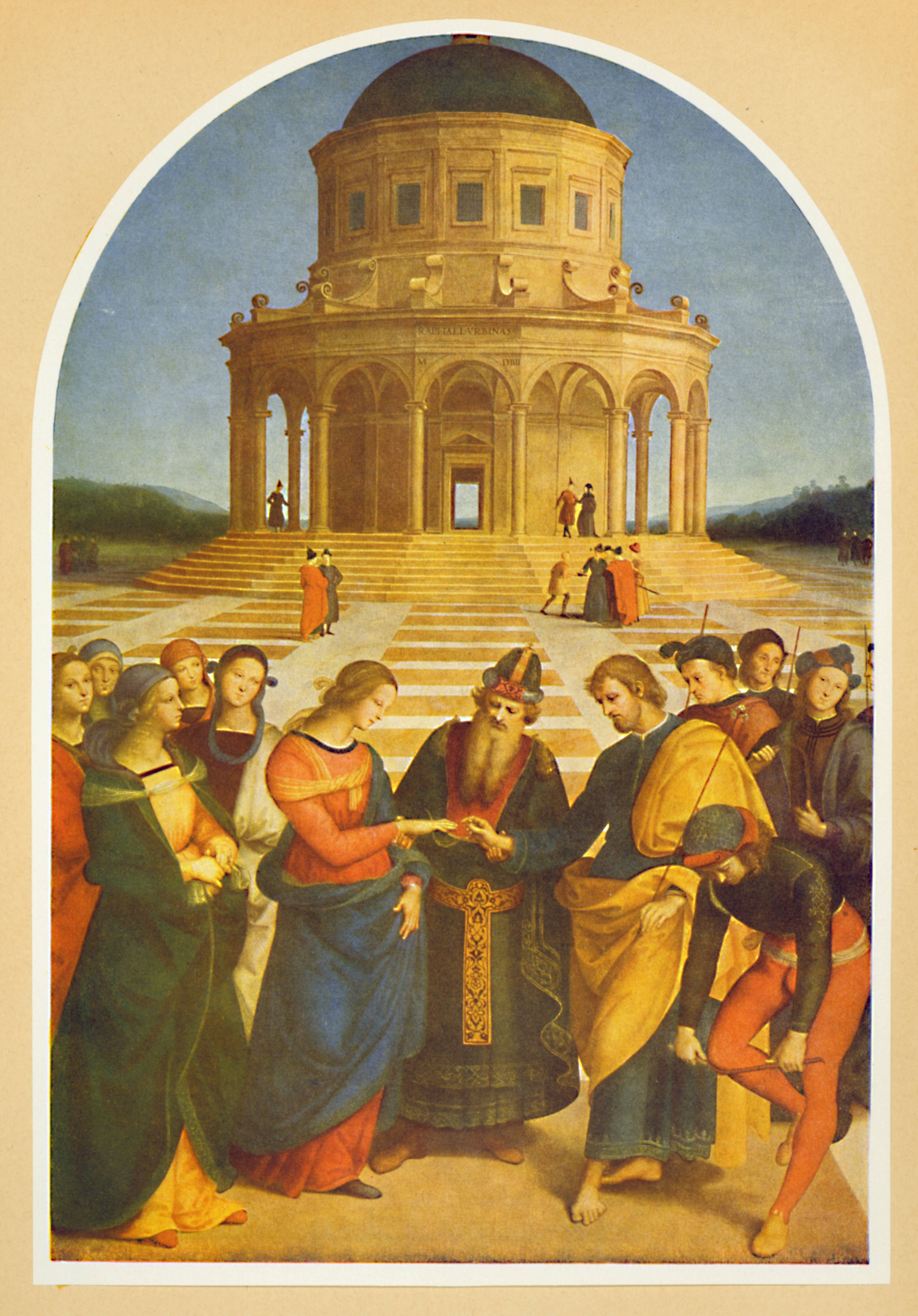 Annotated details from Marriage of the Virgin by Raphael